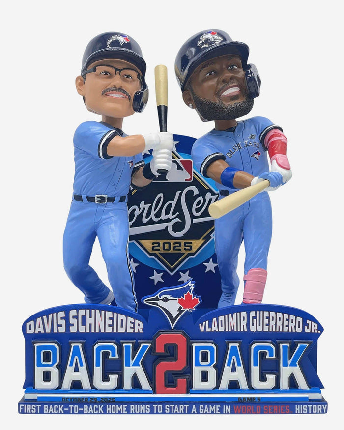 Davis Schneider & Vladimir Guerrero Jr Toronto Blue Jays World Series Back To Back Home Run Dual Bobblehead FOCO - FOCO.com