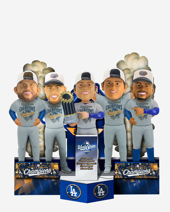 Los Angeles Dodgers 2025 World Series Champions Comeback of the Ages Podium Mini Bobblehead Scene FOCO - FOCO.com