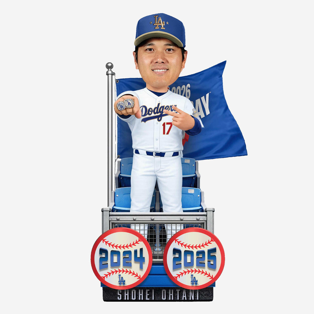 Shohei Ohtani Los Angeles Dodgers 2024 & 2025 World Series Champions Plaque Bobblehead FOCO - FOCO.com