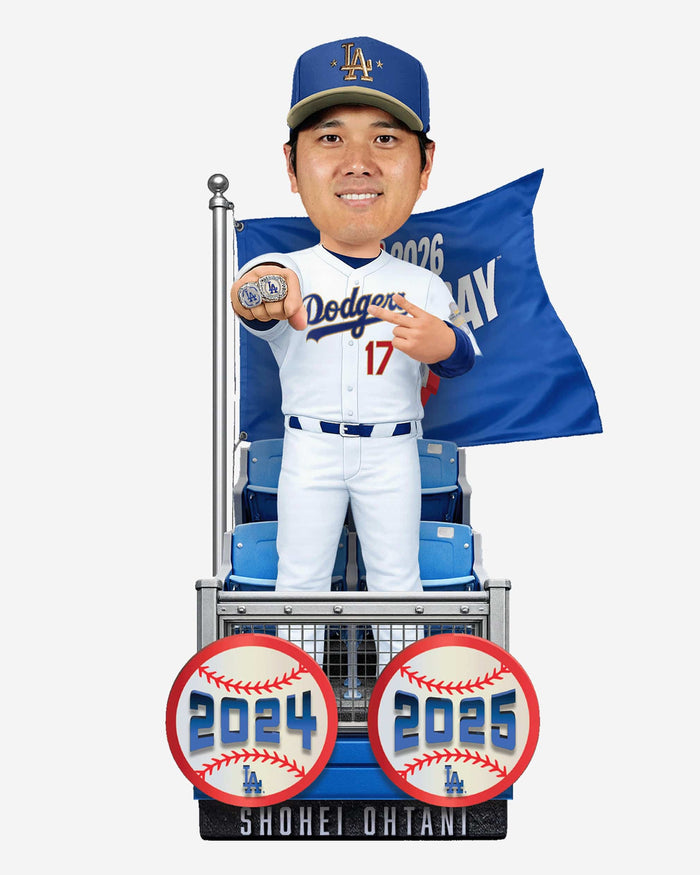 Shohei Ohtani Los Angeles Dodgers 2024 & 2025 World Series Champions Plaque Bobblehead FOCO - FOCO.com