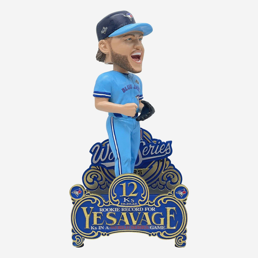 Trey Yesavage Toronto Blue Jays World Series Rookie Strikeout Record Bobblehead FOCO - FOCO.com