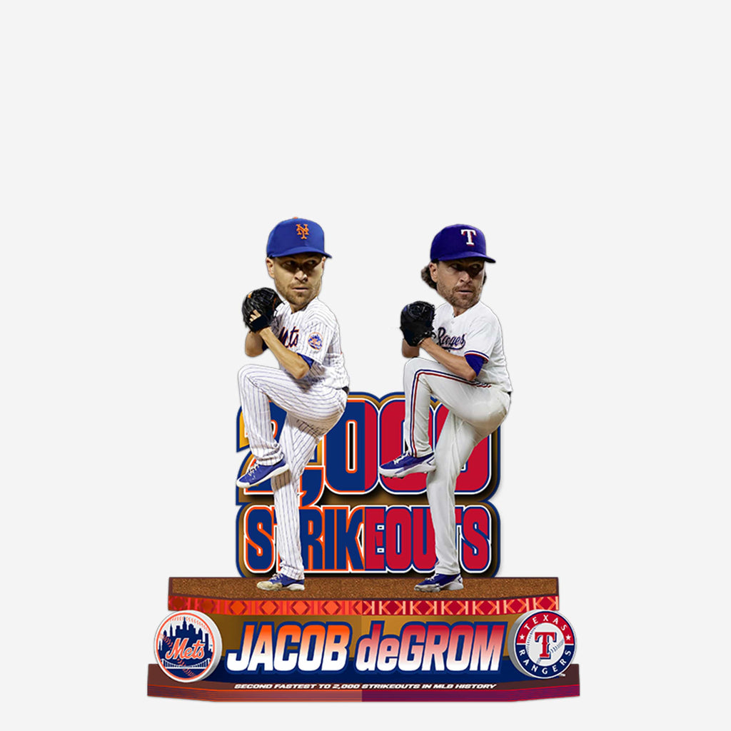 Jacob deGrom New York Mets & Texas Rangers 2000th Career Strikeout Dual Mini Bobblehead