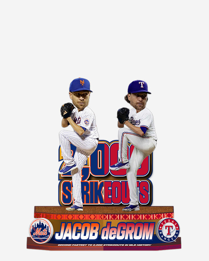 Jacob deGrom New York Mets & Texas Rangers 2000th Career Strikeout Dual Mini Bobblehead