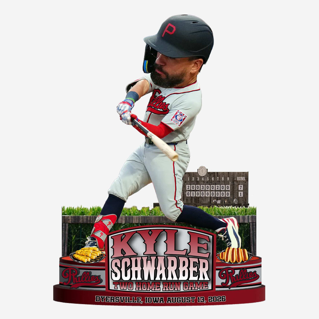 Kyle Schwarber Philadelphia Phillies 2026 Dyersville 2 Home Run Game Bobblehead FOCO - FOCO.com