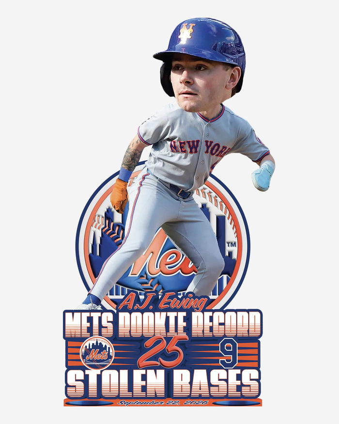 AJ Ewing New York Mets Single Season Stolen Bases Franchise Rookie Record Bobblehead FOCO - FOCO.com
