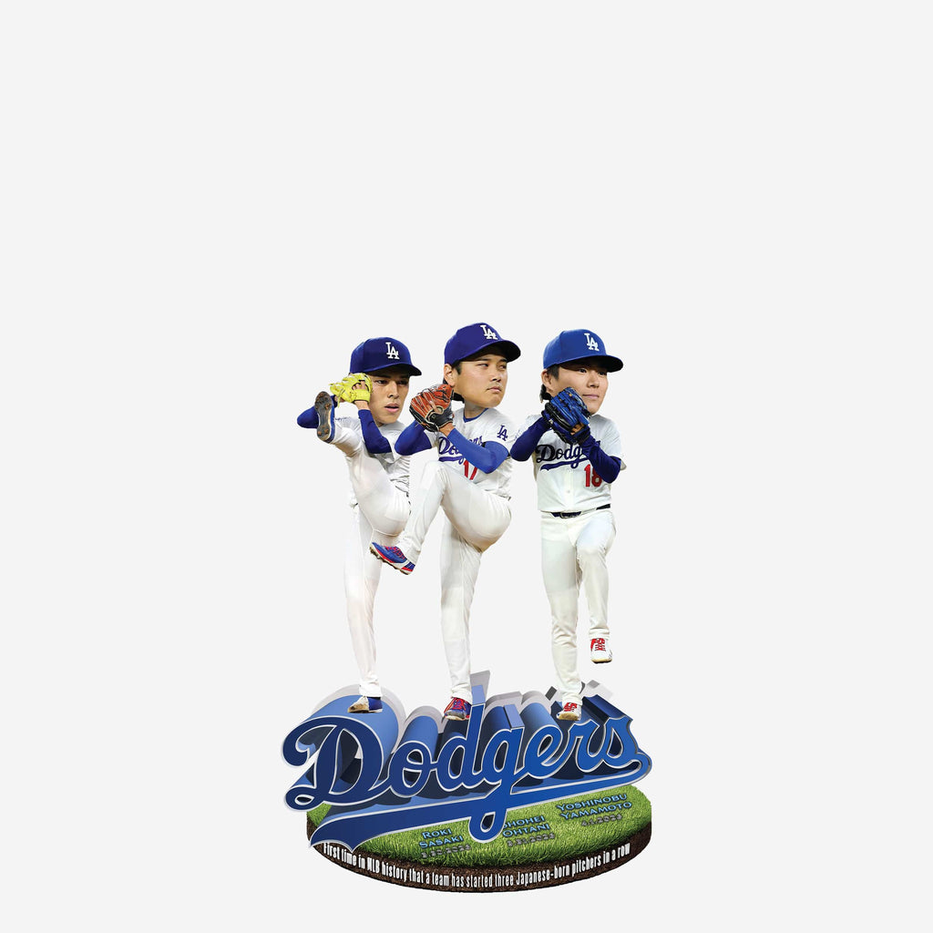 Roki Sasaki & Shohei Ohtani & Yoshinobu Yamamoto Los Angeles Dodgers Samurai Sequence Historic Rotation Mini Bobblehead Scene FOCO - FOCO.com
