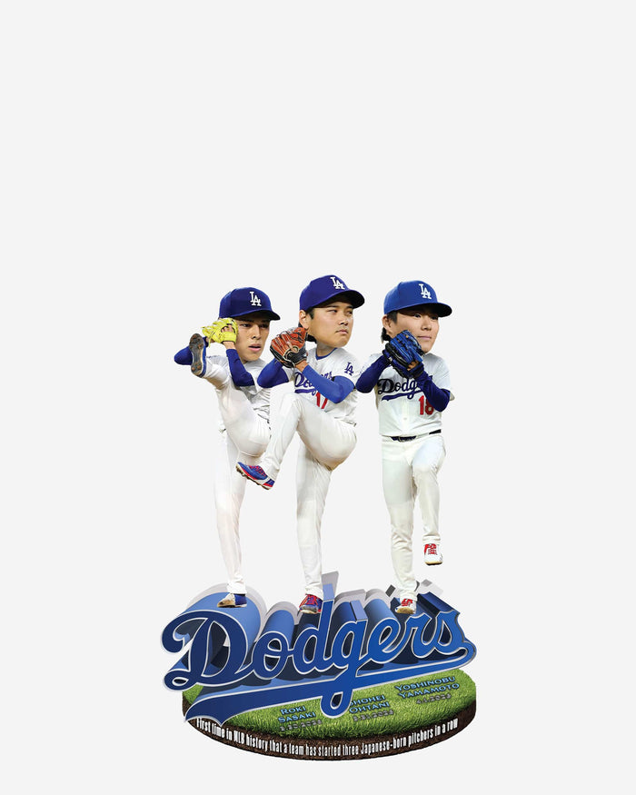 Roki Sasaki & Shohei Ohtani & Yoshinobu Yamamoto Los Angeles Dodgers Samurai Sequence Historic Rotation Mini Bobblehead Scene FOCO - FOCO.com