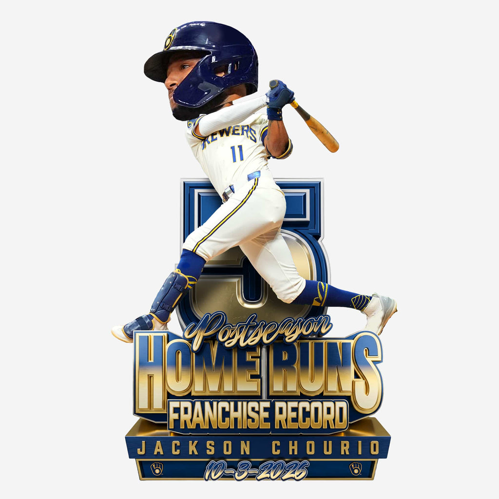 Jackson Chourio Milwaukee Brewers Most Postseason Home Runs Franchise Record Bobblehead FOCO - FOCO.com