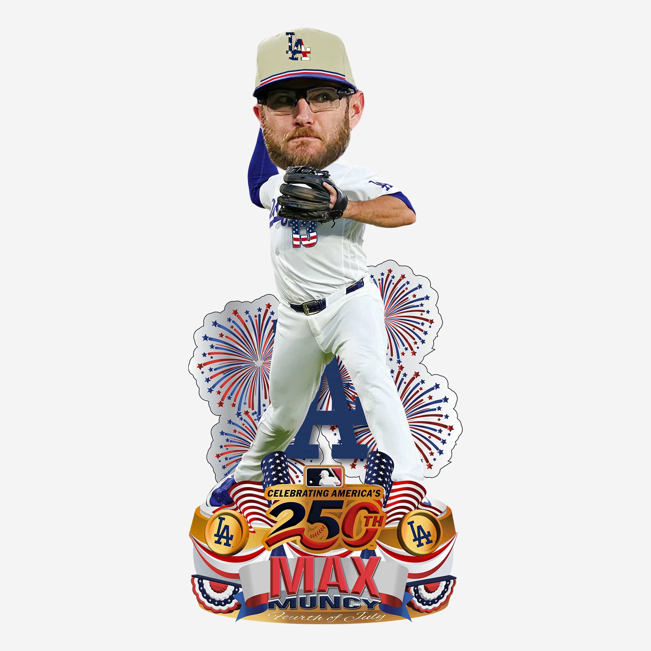 Max Muncy Los Angeles Dodgers ボブルヘッド Max Muncy Los Angeles Dodgers USA 250 Fourth of July Jersey