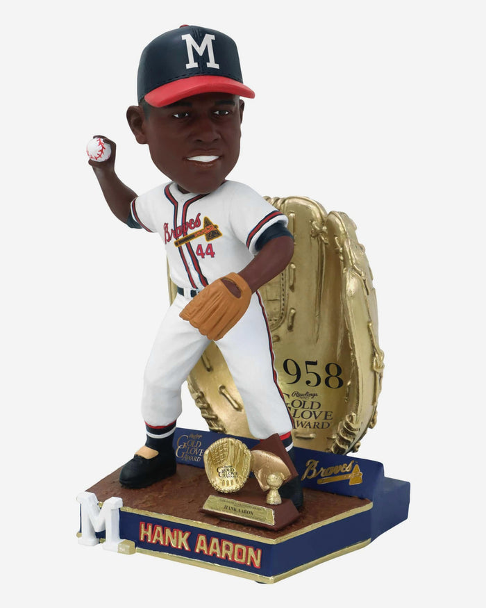 Hank Aaron Atlanta Braves 1958 Gold Glove Bobblehead FOCO - FOCO.com