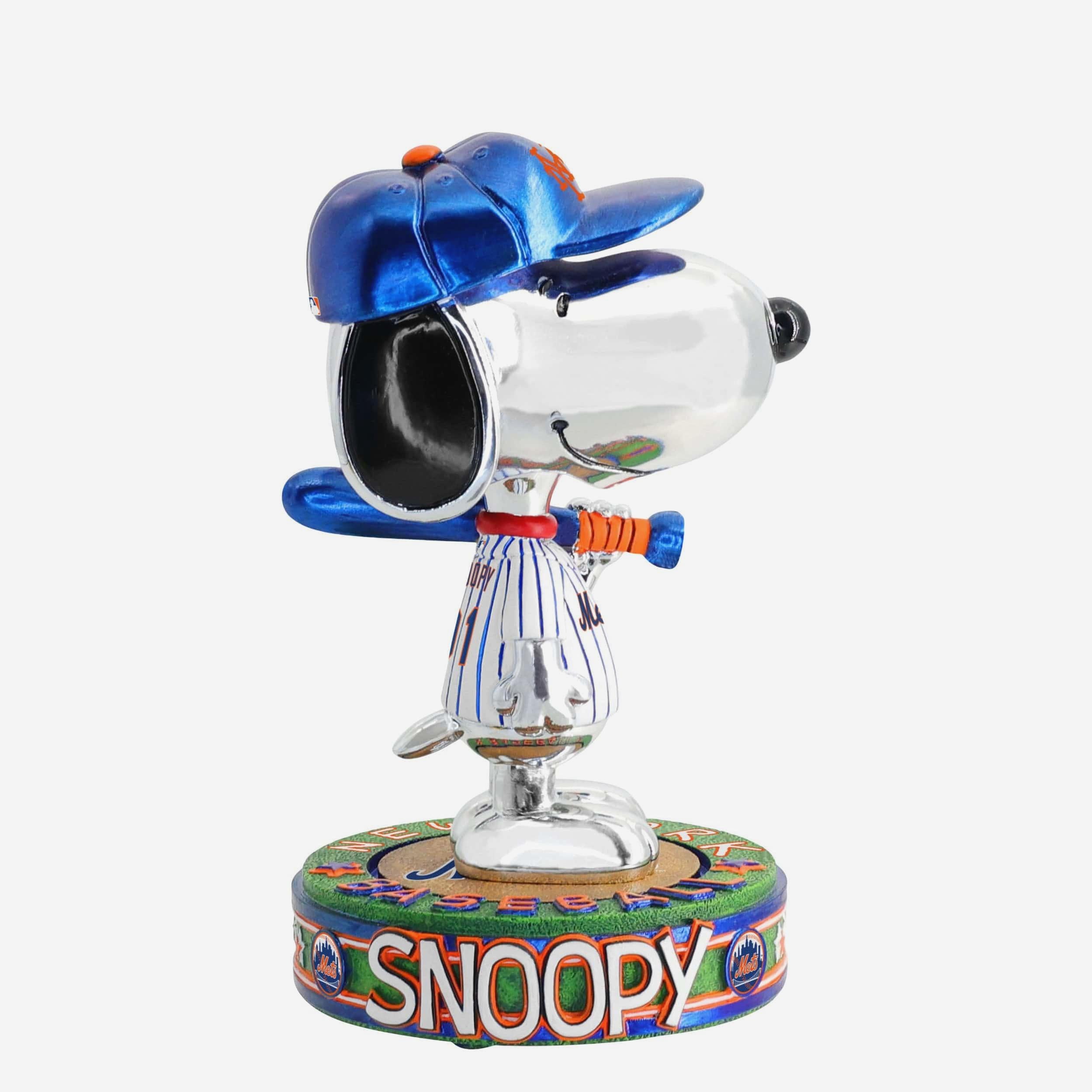 New York Mets Snoopy Peanuts Electroplated Bighead Bobblehead FOCO