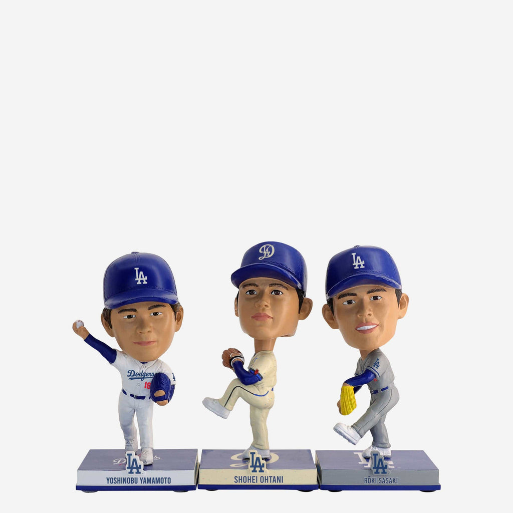 Roki Sasaki & Shohei Ohtani & Yoshinobu Yamamoto Los Angeles Dodgers 3 Pack Mini Bighead Bobblehead Set FOCO - FOCO.com