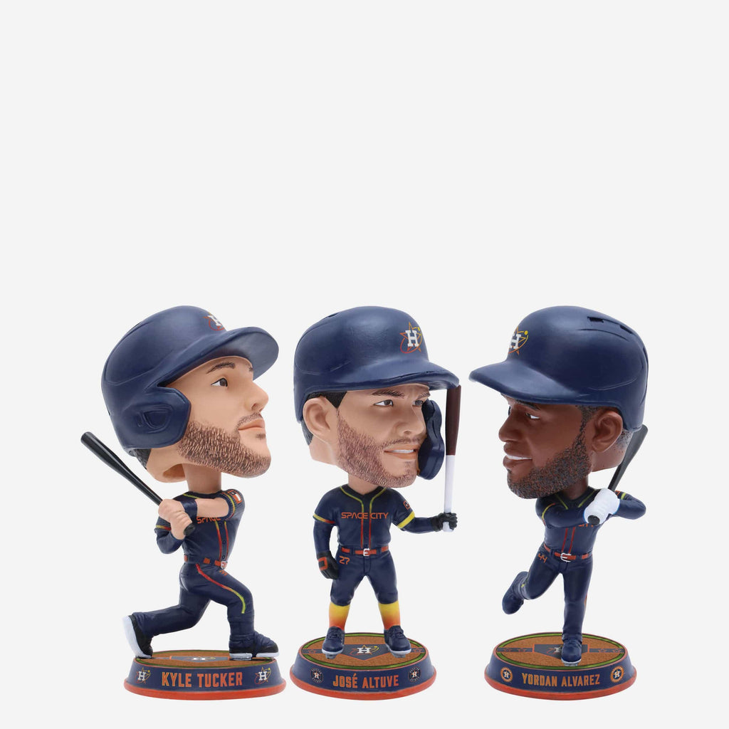 Jose Altuve & Kyle Tucker & Yordan Alvarez Houston Astros 3 Pack Field Stripe Mini Bighead Bobblehead Set FOCO - FOCO.com