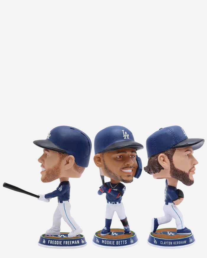 Freddie Freeman & Mookie Betts & Clayton Kershaw Los Angeles Dodgers 3 Pack Field Stripe Mini Bighead Bobblehead Set FOCO - FOCO.com