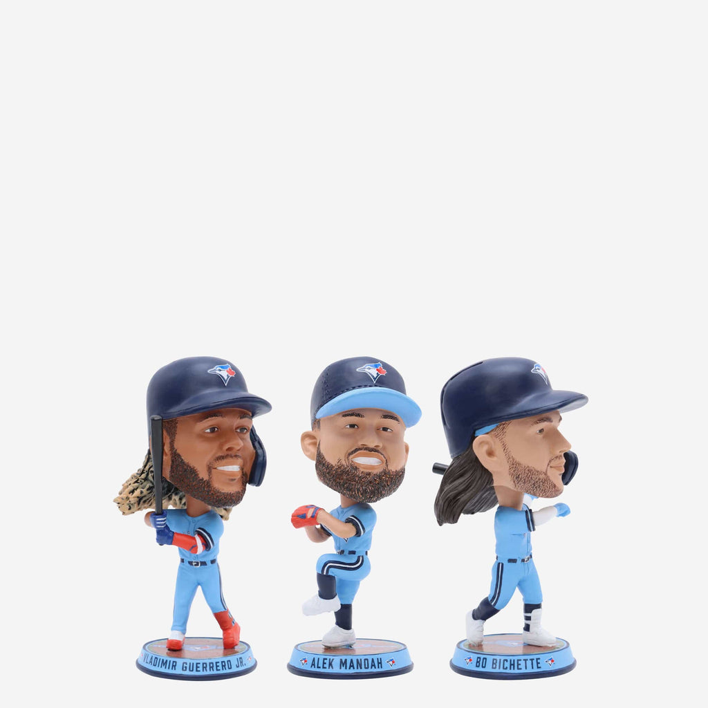 Vladimir Guererro Jr & Bo Bichette & Alek Manoah Toronto Blue Jays 3 Pack Mini Bighead Bobblehead Set FOCO - FOCO.com