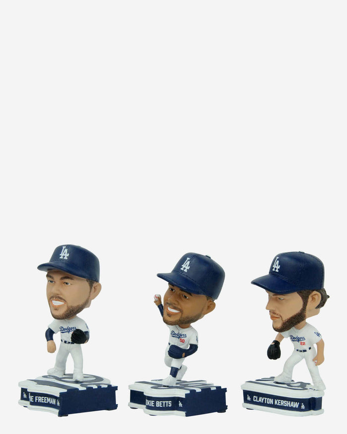 Freddie Freeman & Mookie Betts & Clayton Kershaw Los Angeles Dodgers Connecting Base 3 Pack Mini Bighead Bobblehead Set FOCO - FOCO.com