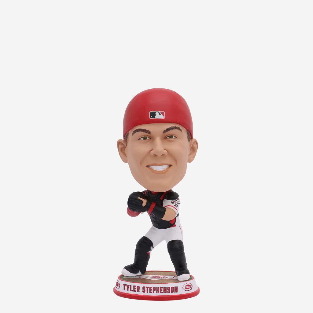 Tyler Stephenson Cincinnati Reds Fielding Pose Field Stripe Mini Bighead Bobblehead FOCO - FOCO.com
