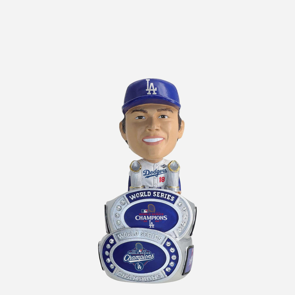 Yoshinobu Yamamoto Los Angeles Dodgers 2025 Back To Back World Series Champions Mini Ring Base Bighead Bobblehead FOCO - FOCO.com