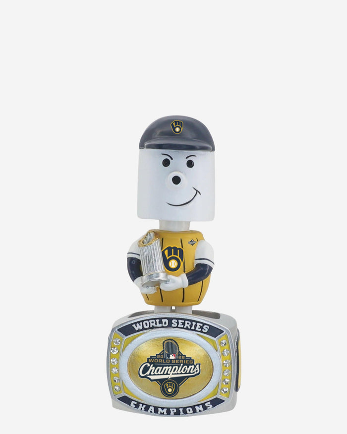 Barrelman Milwaukee Brewers 2026 World Series Champions Ring Base Mascot Mini Bighead Bobblehead FOCO - FOCO.com