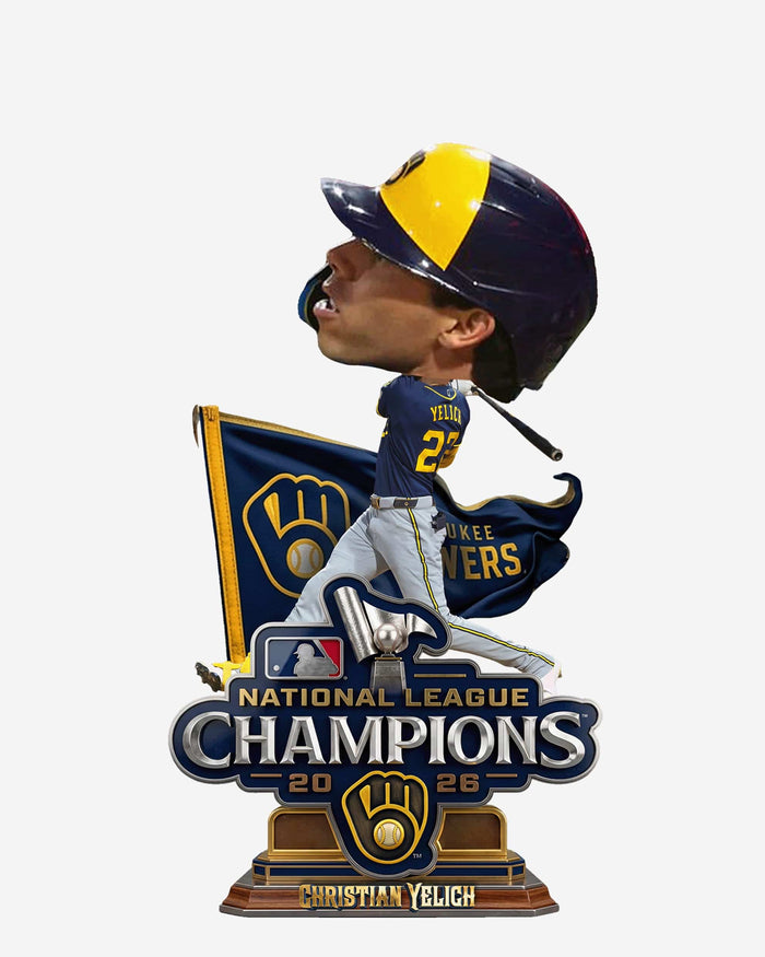 Christian Yelich Milwaukee Brewers 2026 National League Champions Pennant Base Medium Bighead Bobblehead