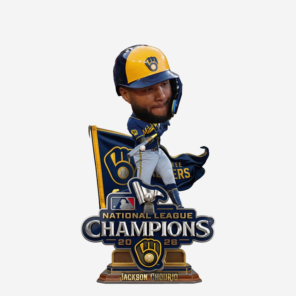 Jackson Chourio Milwaukee Brewers 2026 National League Champions Pennant Base Medium Bighead Bobblehead FOCO - FOCO.com