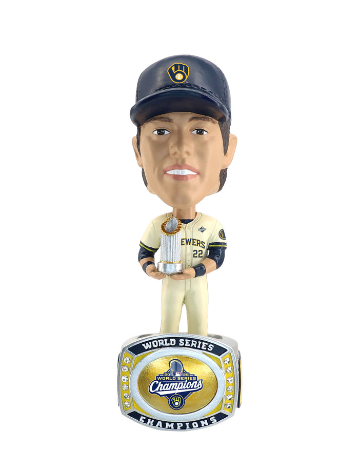 Christian Yelich Milwaukee Brewers 2026 World Series Champions Ring Base Medium Bighead Bobblehead FOCO - FOCO.com