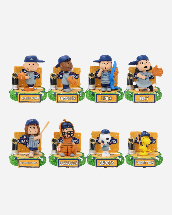 Los Angeles Dodgers Peanuts 2024 World Series Champions Mini Bobblehead Boxed Set FOCO - FOCO.com