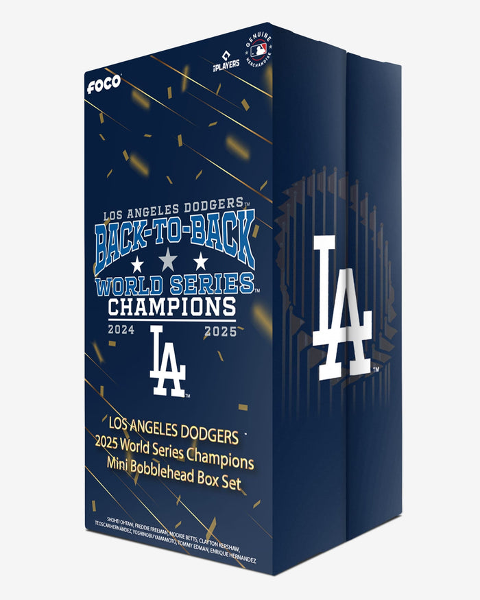 Los Angeles Dodgers 2025 Back To Back World Series Champions Celebration Mini Bobblehead Boxed Set FOCO - FOCO.com