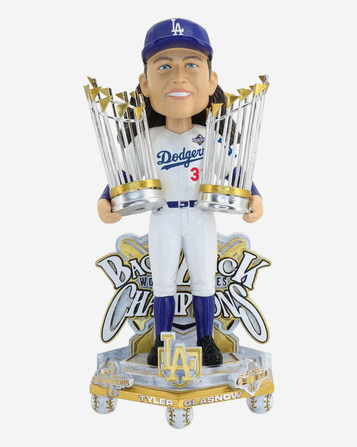 Tyler Glasnow Los Angeles Dodgers 2025 Back To Back World Series Champions Celebration Bobblehead FOCO - FOCO.com