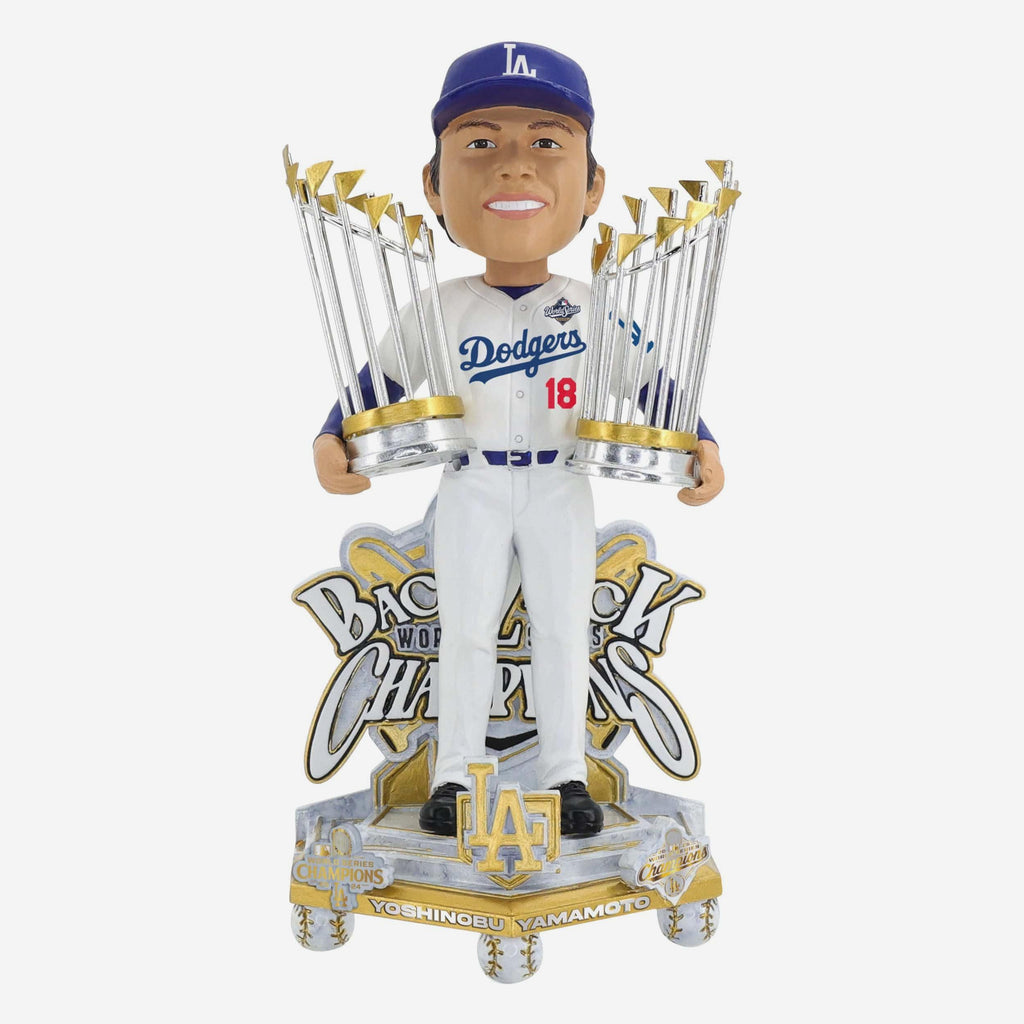 Yoshinobu Yamamoto Los Angeles Dodgers 2025 Back To Back World Series Champions Celebration Bobblehead FOCO - FOCO.com