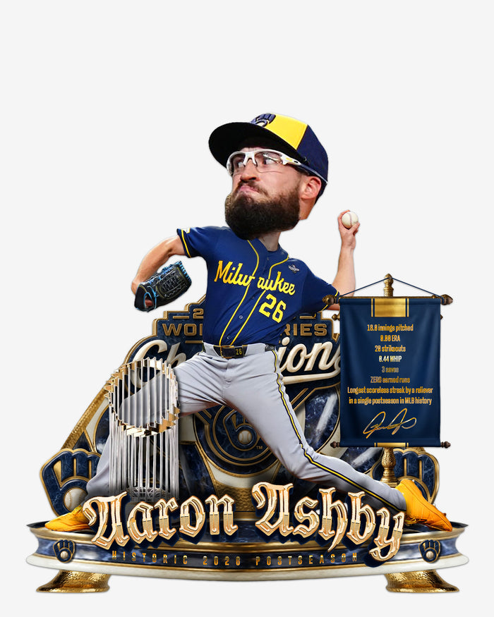 Aaron Ashby Milwaukee Brewers 2026 World Series Champions MLB Postseason History Bobblehead FOCO - FOCO.com