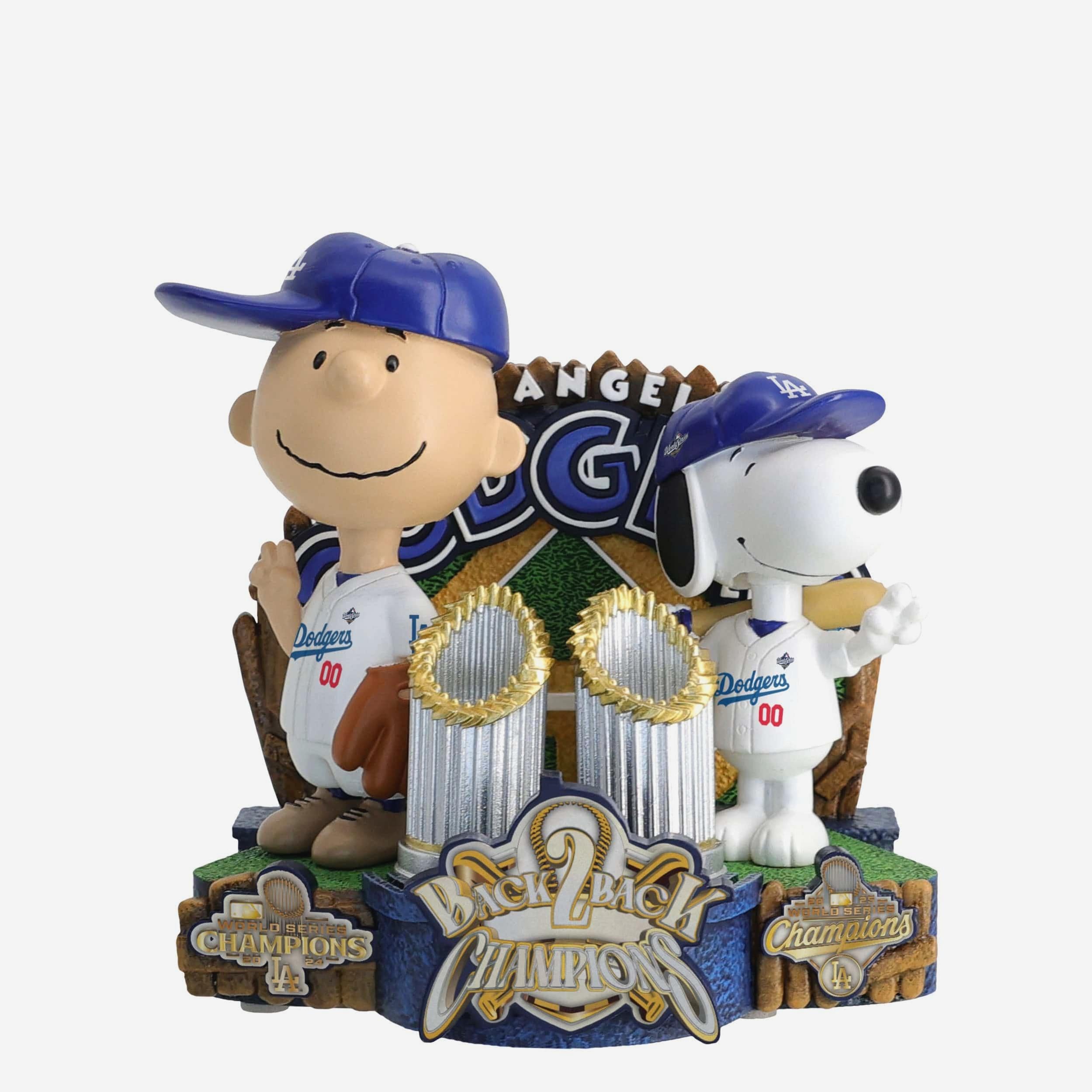 Charlie Brown & Snoopy Los Angeles Dodgers 2025 Back To Back World Series Champions Peanuts Trophy Dual Bobblehead Officially Licensed by MLB Charlie Brown & Snoopy Los Angeles Dodgers 2025 Back To Back World Series Champions Peanuts Trophy Dual Bobblehead Officially Licensed by MLB