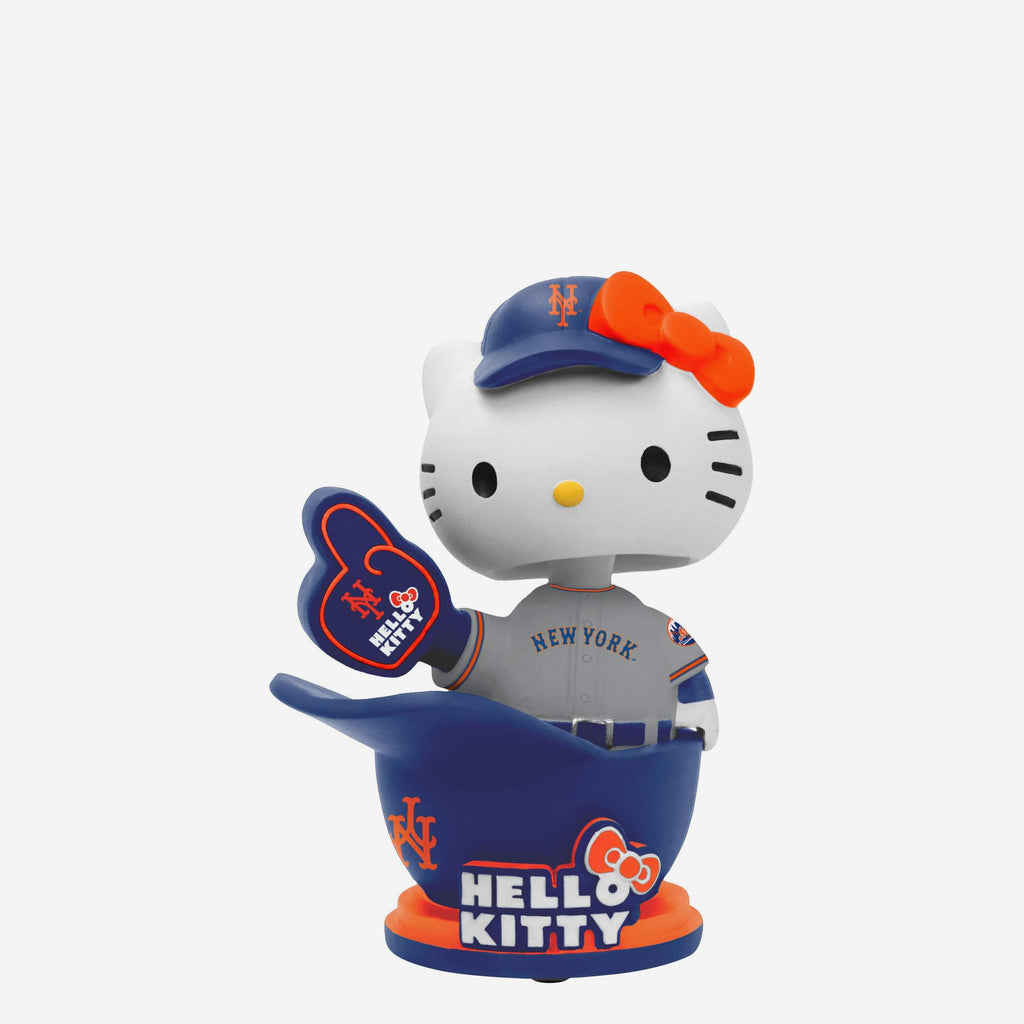 Hello Kitty® New York Mets Baseball Helmet Away Jersey Bobblehead FOCO - FOCO.com