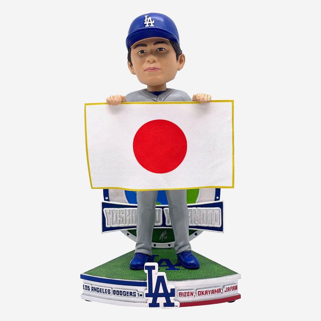 Yoshinobu Yamamoto Los Angeles Dodgers Away Jersey Japanese National Flag Bobblehead FOCO - FOCO.com