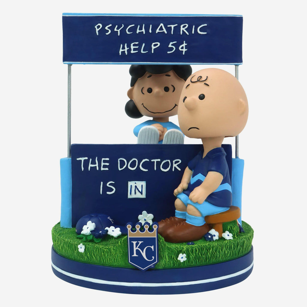 Kansas City Royals Lucy & Charlie Brown Peanuts Psychiatry Stand Dual Bobblehead FOCO - FOCO.com