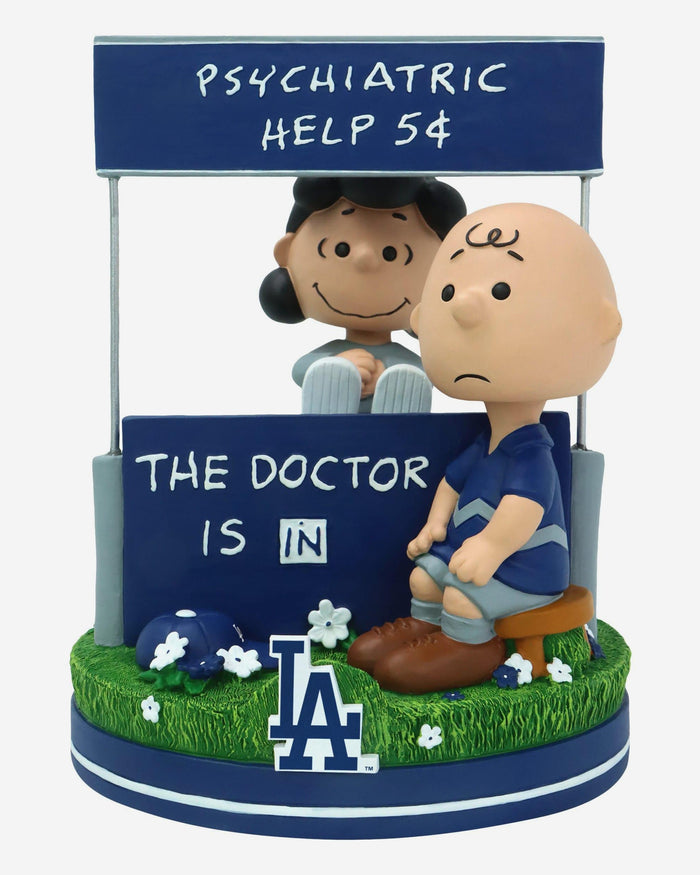 Los Angeles Dodgers Lucy & Charlie Brown Peanuts Psychiatry Stand Dual Bobblehead FOCO - FOCO.com