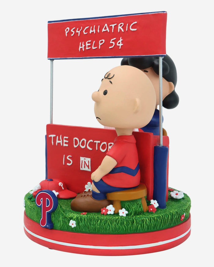 Philadelphia Phillies Lucy & Charlie Brown Peanuts Psychiatry Stand Dual Bobblehead FOCO - FOCO.com