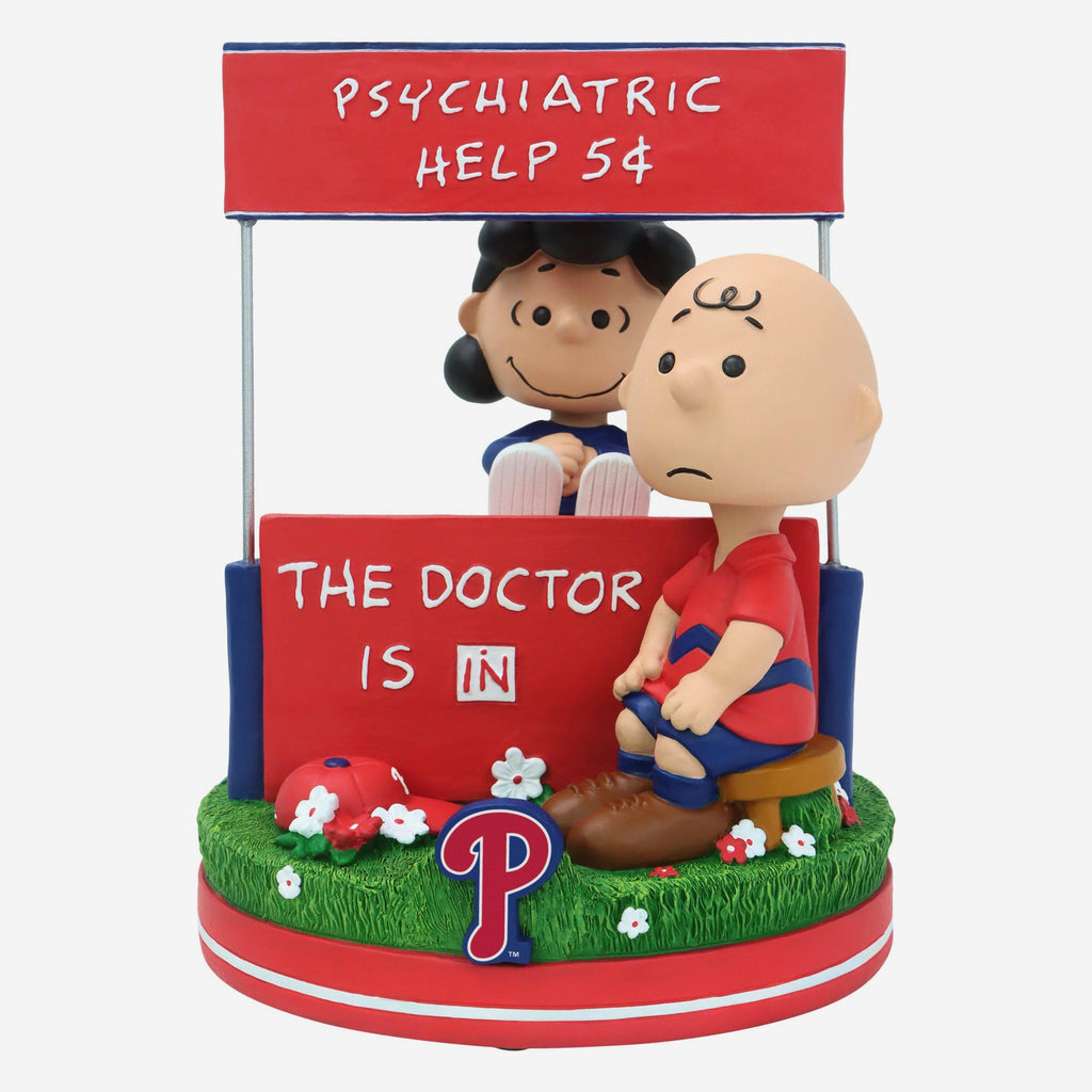 Philadelphia Phillies Lucy & Charlie Brown Peanuts Psychiatry Stand Dual Bobblehead FOCO - FOCO.com