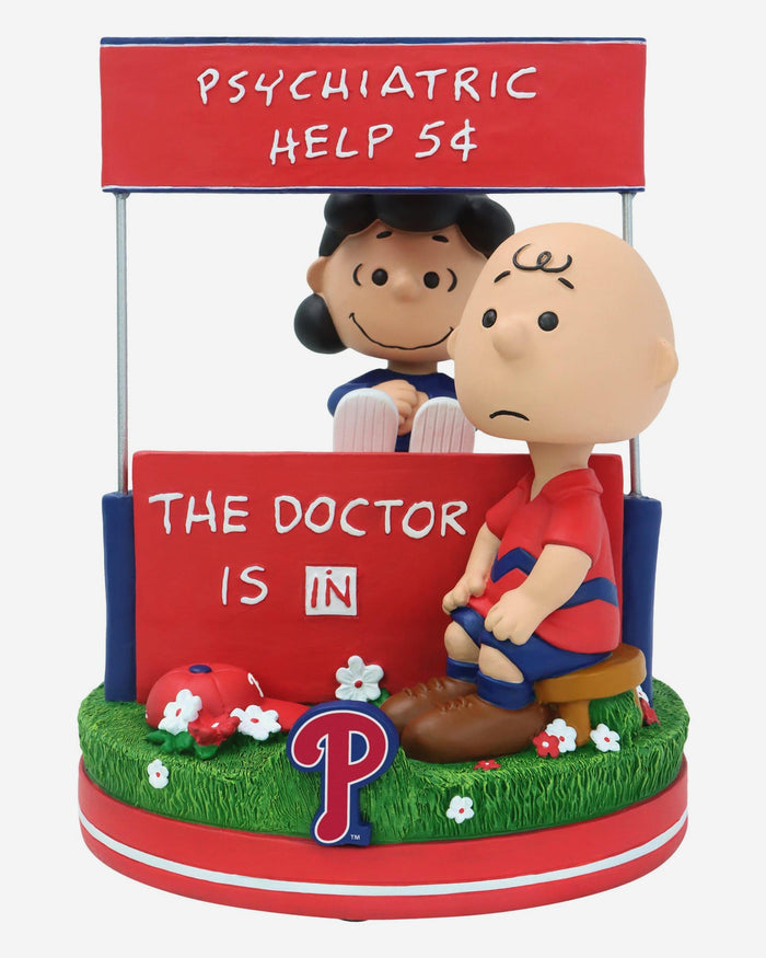Philadelphia Phillies Lucy & Charlie Brown Peanuts Psychiatry Stand Dual Bobblehead FOCO - FOCO.com