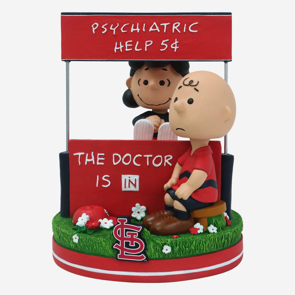 St Louis Cardinals Lucy & Charlie Brown Peanuts Psychiatry Stand Dual Bobblehead FOCO - FOCO.com