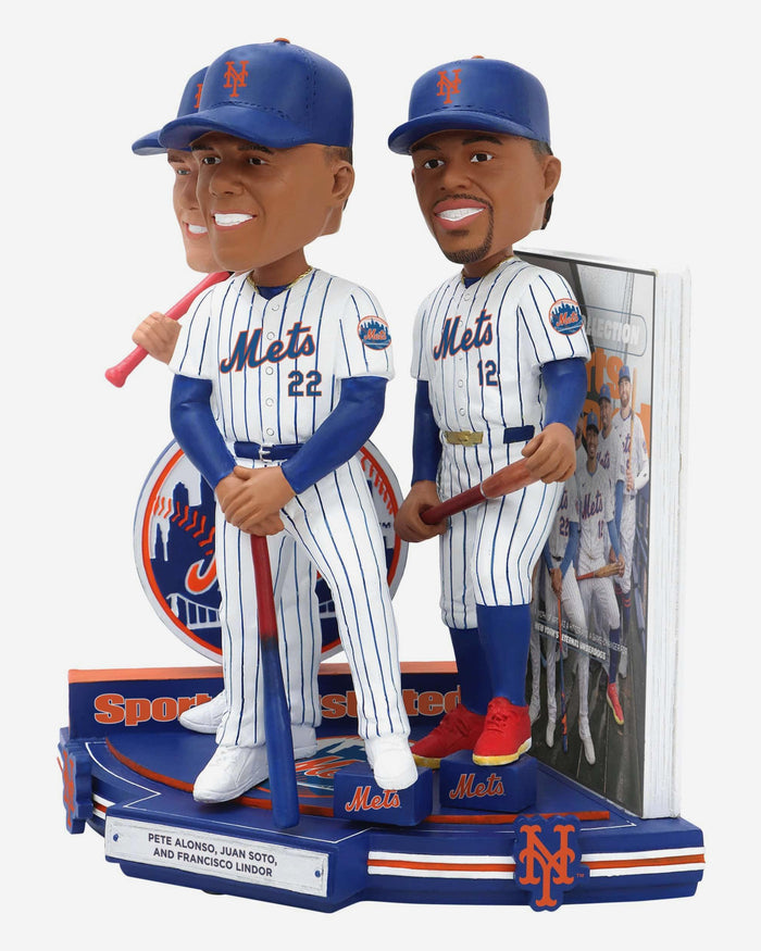 Pete Alonso & Juan Soto & Francisco Lindor New York Mets The Mets Collection Sports Illustrated Cover Bobblehead FOCO - FOCO.com