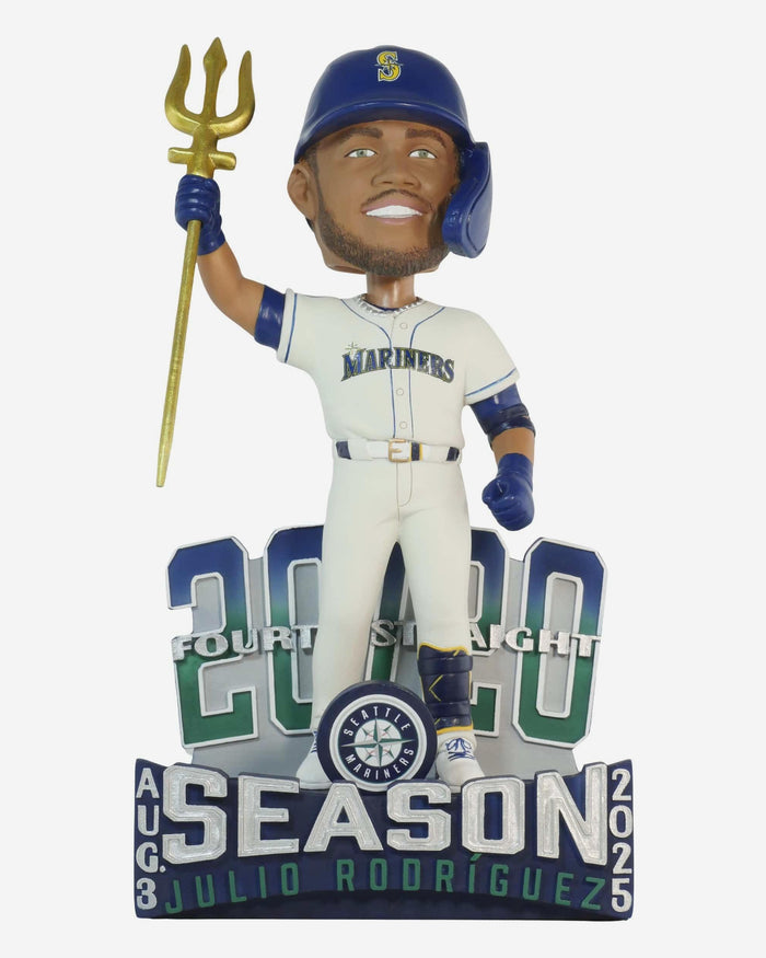 Julio Rodriguez Seattle Mariners 20 Home Runs & 20 Stolen Bases Four Season Streak MLB Record Bobblehead FOCO - FOCO.com