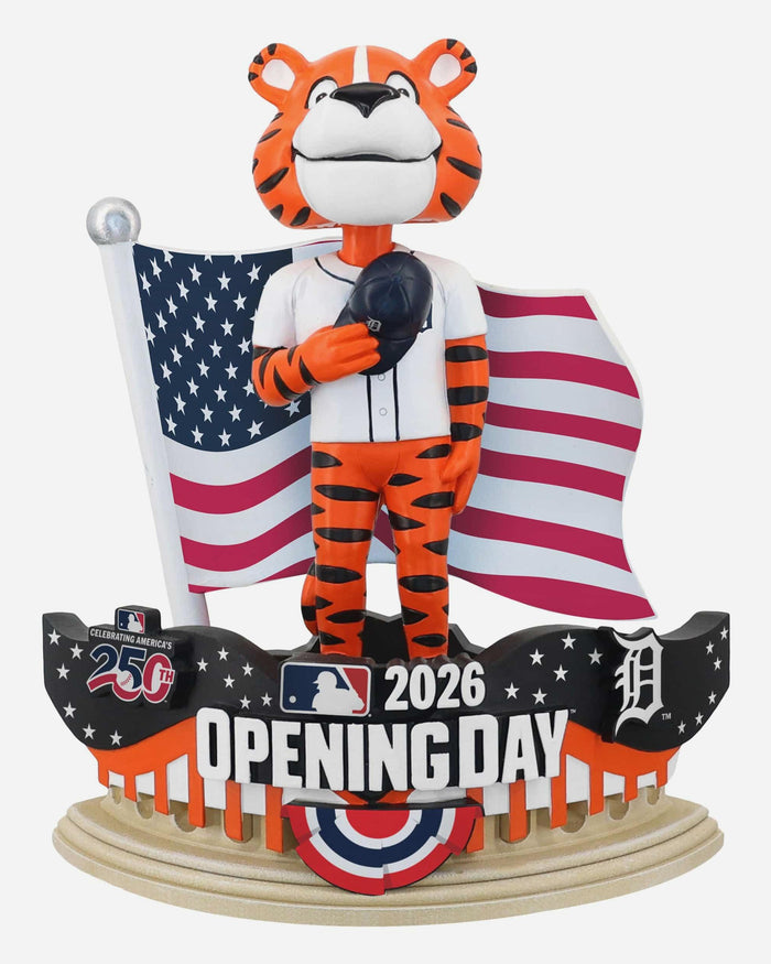 Paws Detroit Tigers 2026 Opening Day Mascot Bobblehead FOCO - FOCO.com