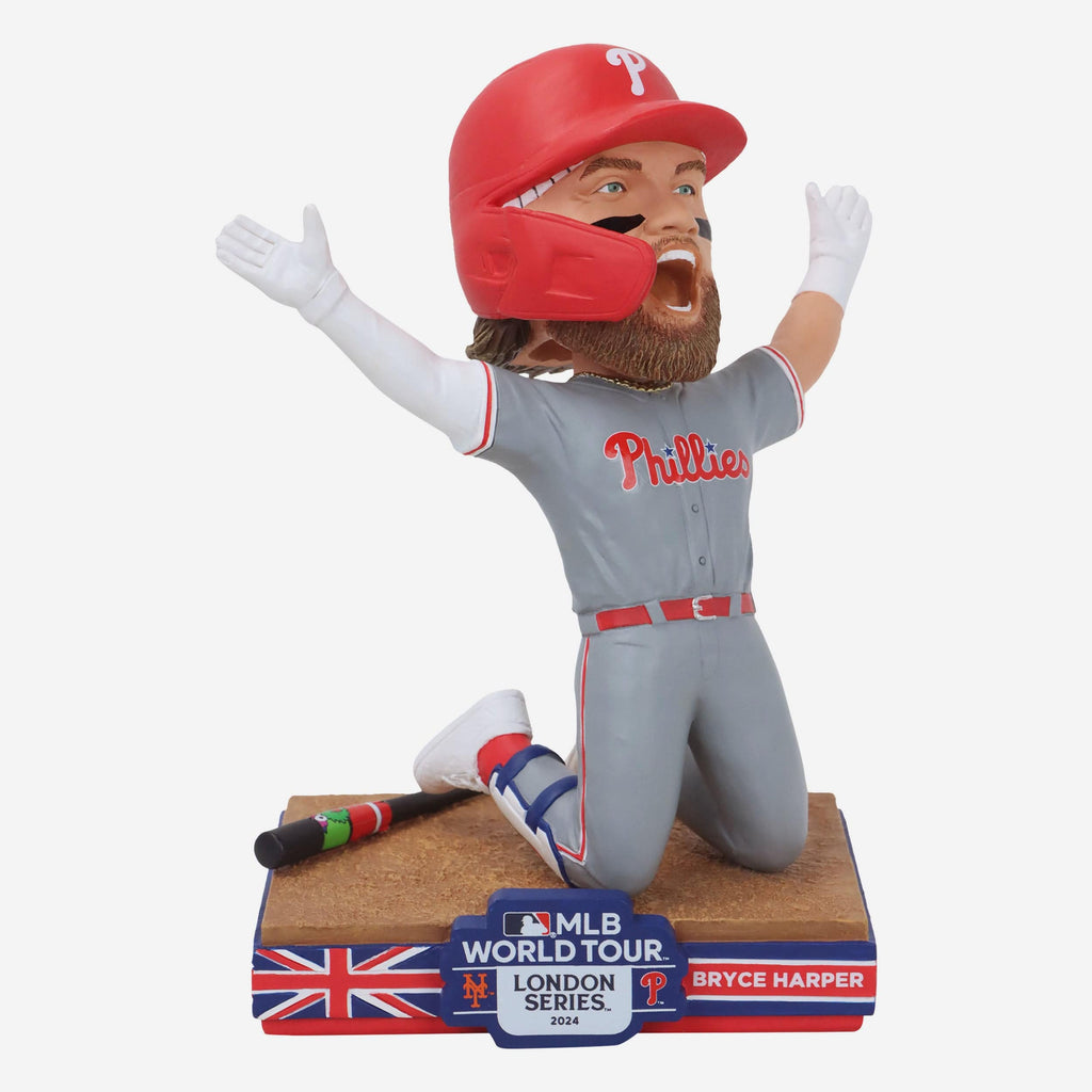 Bryce Harper Philadelphia Phillies 2024 MLB London Series Home Run Slide Celebration & Phanatic Bat Bobblehead FOCO - FOCO.com