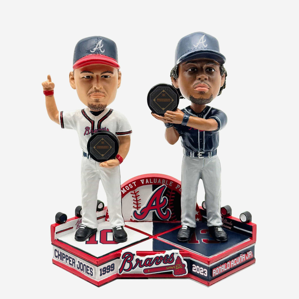 Chipper Jones & Ronald Acuna Jr Atlanta Braves MVP Winners Then and Now Bobblehead FOCO - FOCO.com