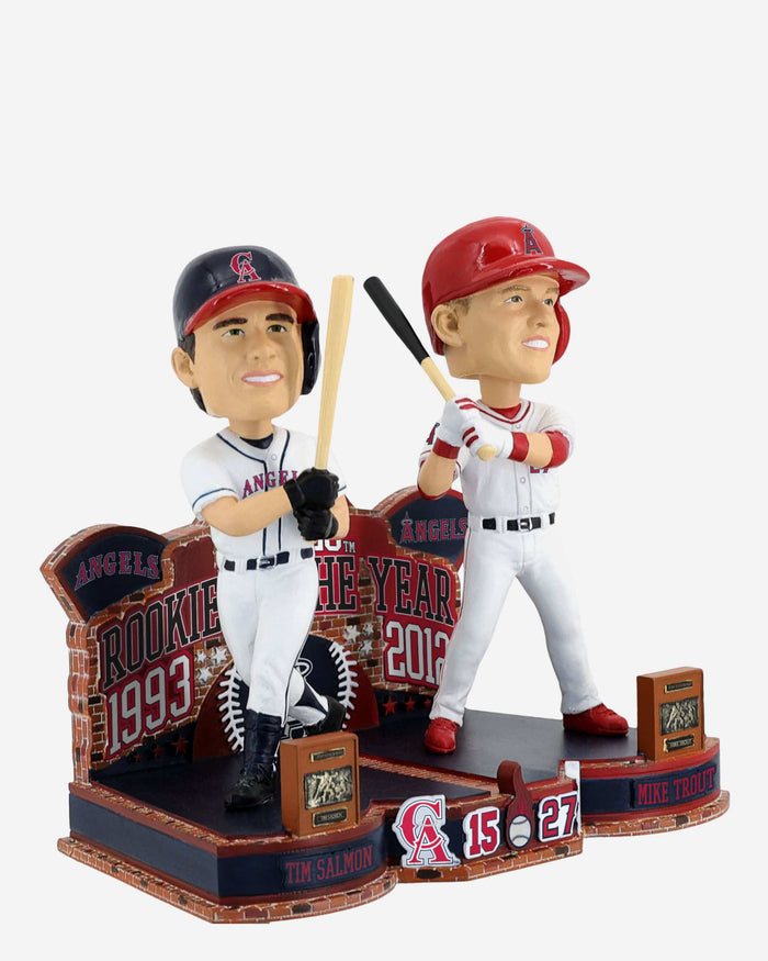 Tim Salmon & Mike Trout Los Angeles Angels 1993 & 2012 Rookie of the Year Then and Now Bobblehead FOCO - FOCO.com