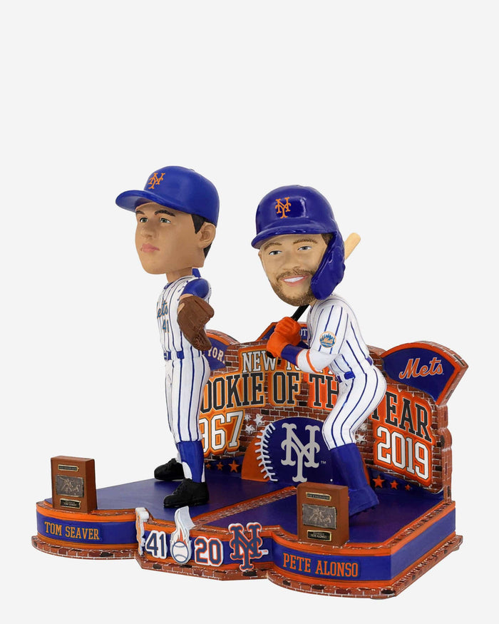 Tom Seaver & Pete Alonso New York Mets 1967 & 2019 Rookie of the Year Then and Now Bobblehead FOCO - FOCO.com