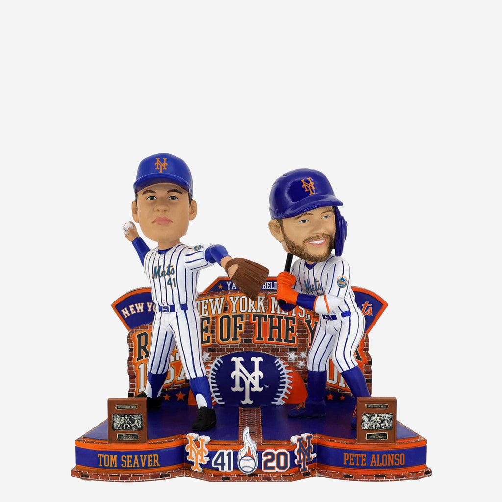 Tom Seaver & Pete Alonso New York Mets 1967 & 2019 Rookie of the Year Then and Now Bobblehead FOCO - FOCO.com
