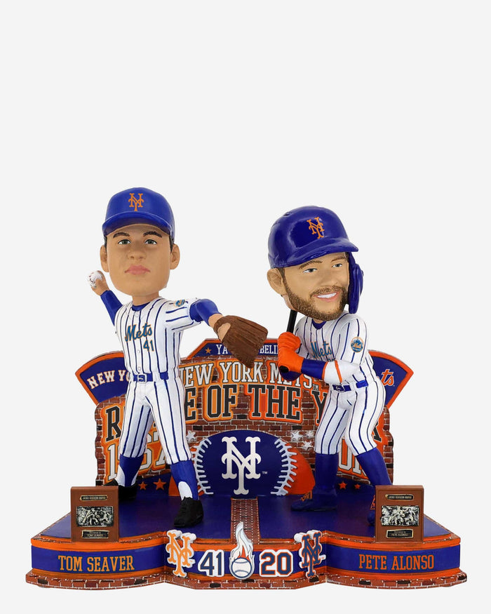 Tom Seaver & Pete Alonso New York Mets 1967 & 2019 Rookie of the Year Then and Now Bobblehead FOCO - FOCO.com