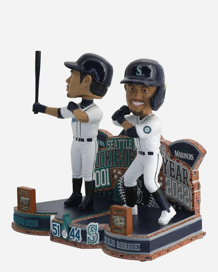 Ichiro Suzuki & Julio Rodriguez Seattle Mariners 2001 & 2022 Rookie of the Year Then and Now Bobblehead FOCO - FOCO.com